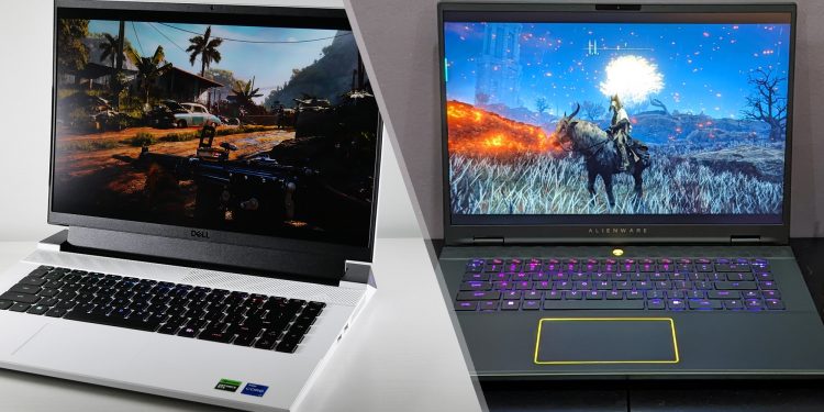 a photo showing ROG Flow X16 vs Alienware m16 R2